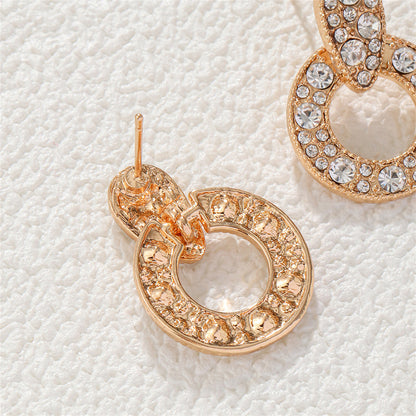 Cubic Zirconia and 18K Gold-Plated Round Drop Earrings, gold drop earrings for women, vintage-inspired design, styled look