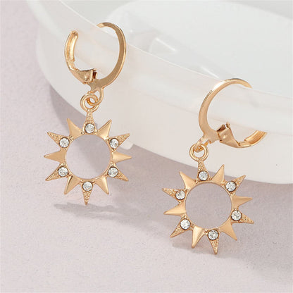 Cubic Zirconia and 18K Gold-Plated Sun Huggie Earrings, gold huggie earrings, elegant gift for her, side view
