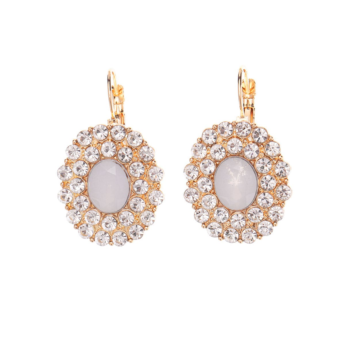 Cream Crystal and Cubic Zirconia Oval Huggie Earrings, huggie earrings, vintage-inspired design, lifestyle look