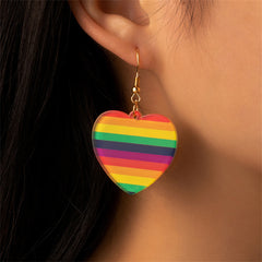 Acrylic & 18K Gold-Plated Rainbow Heart Drop Earrings