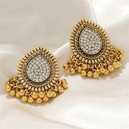 Cubic Zirconia and 18K Gold-Plated Hola Bead Tassel Drop Earrings, gold drop earrings for women, lifestyle look
