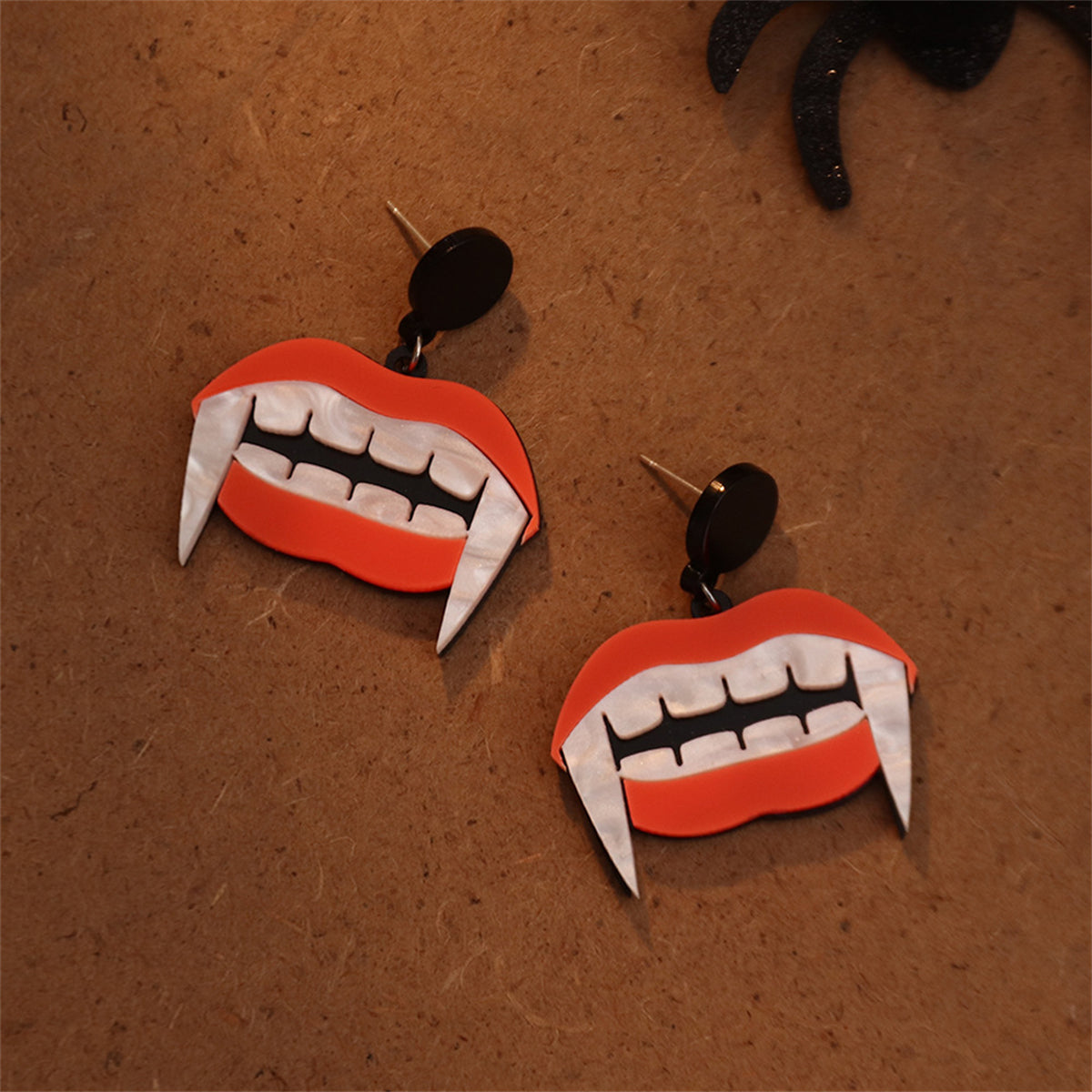 Red & White Vampire Mouth Drop Earrings