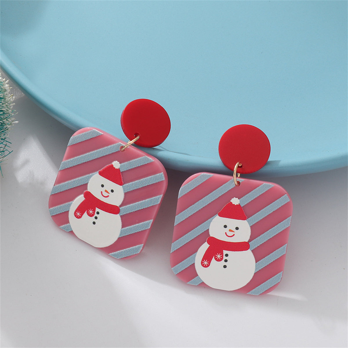 Pink Acrylic & 18K Gold-Plated Snowman Drop Earrings