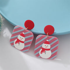 Pink Acrylic & 18K Gold-Plated Snowman Drop Earrings