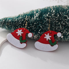 Red & White Santa Hat Drop Earrings