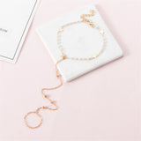 Imitation Pearl & Goldtone Star Ankle-to-Toe Ring Anklet