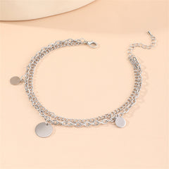 Silver-Plated Disc Layered Anklet
