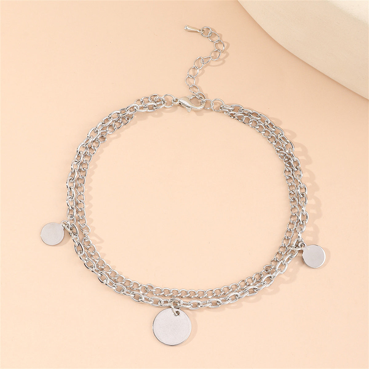 Silver-Plated Disc Layered Anklet