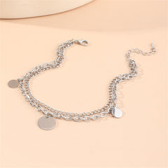 Silver-Plated Disc Layered Anklet
