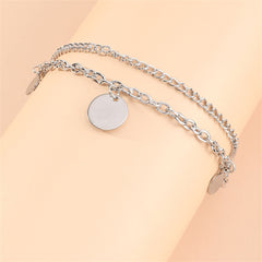 Silver-Plated Disc Layered Anklet