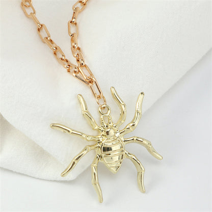 18K Gold-Plated Spider Pendant Chain Necklace, gold pendant necklace for women, botanical inspired, lifestyle look