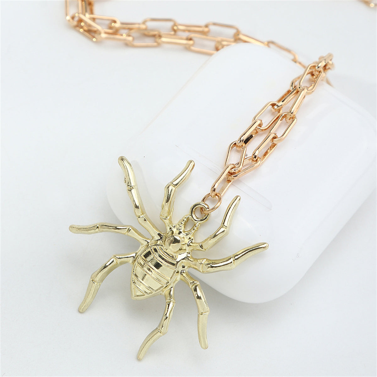 18K Gold-Plated Spider Pendant Chain Necklace, gold pendant necklace for women, botanical inspired, styled look