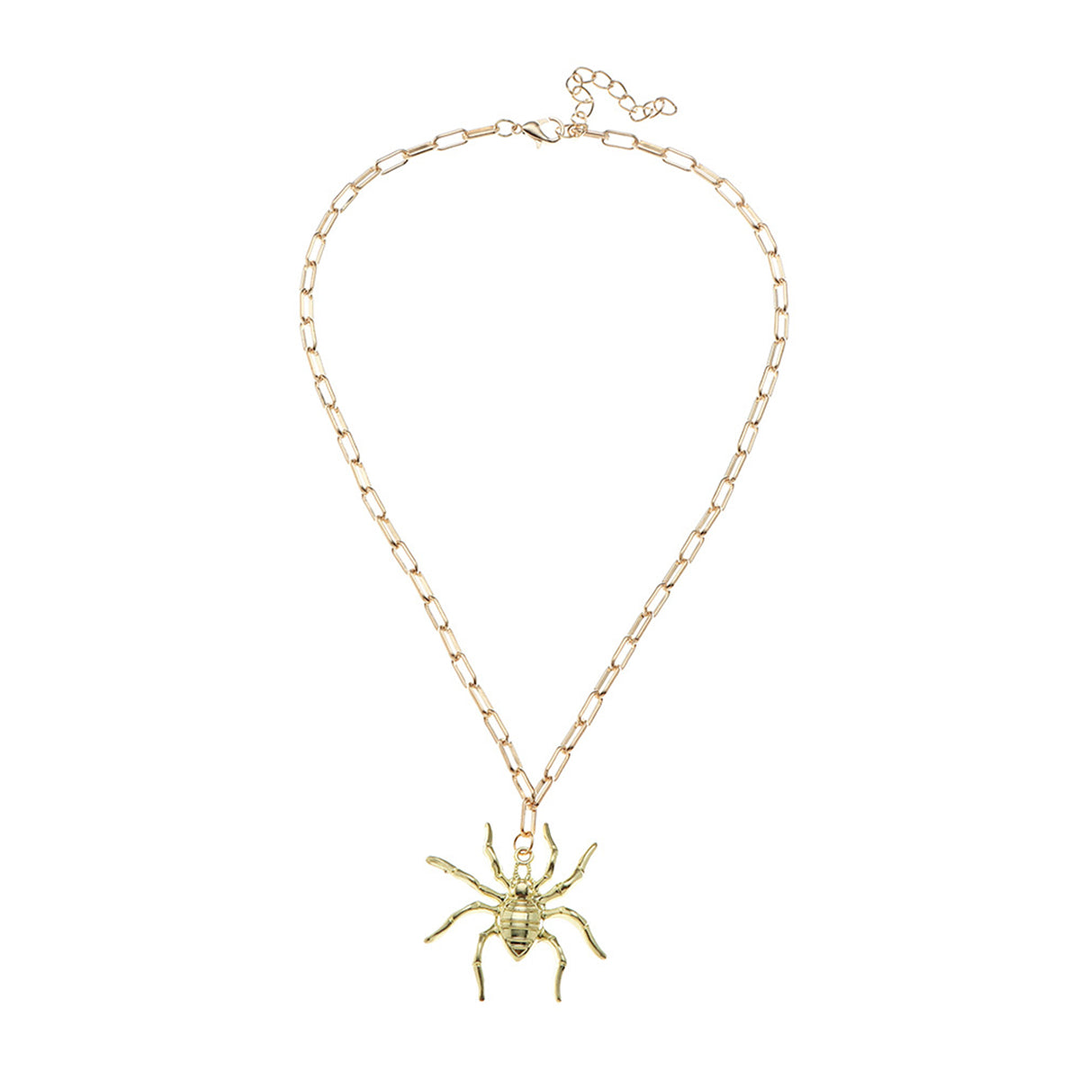 18K Gold-Plated Spider Pendant Chain Necklace, gold pendant necklace for women, botanical inspired, side view
