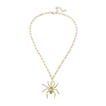 18K Gold-Plated Spider Pendant Chain Necklace, gold pendant necklace for women, botanical inspired, side view