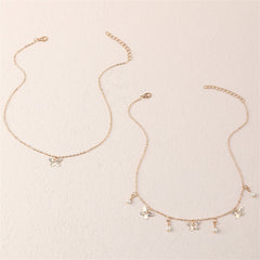 Pearl & 18K Gold-Plated Butterfly Station Necklace Set