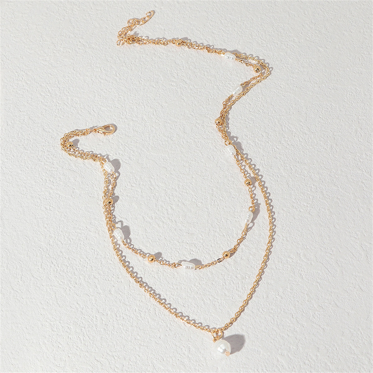 Pearl & 18K Gold-Plated Station Layered Pendant Necklace