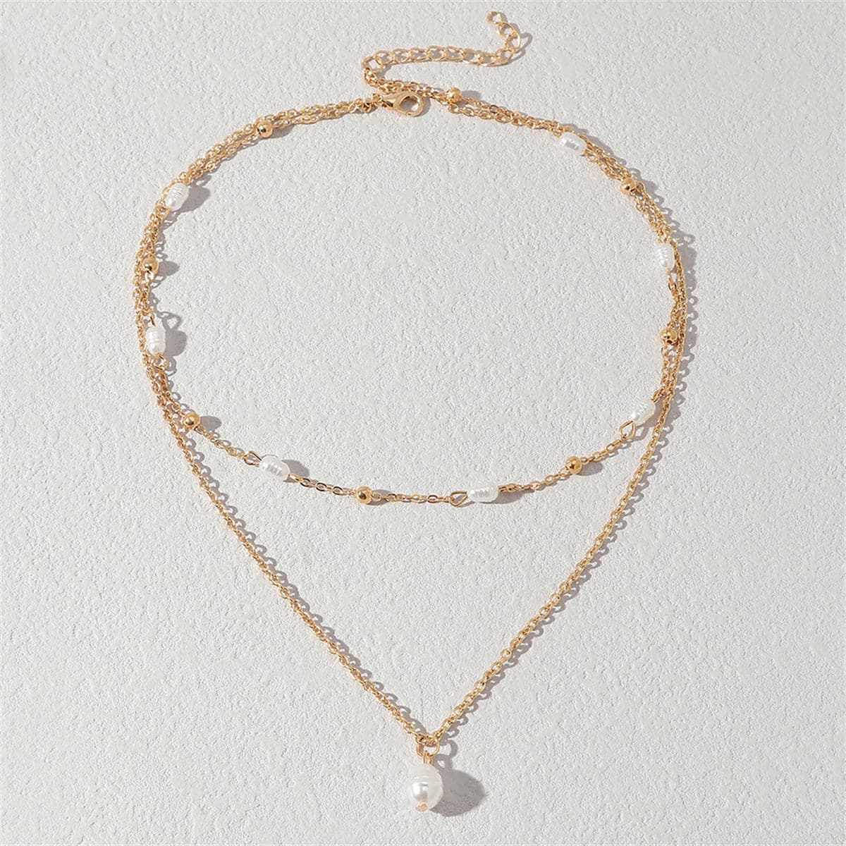 Pearl & 18K Gold-Plated Station Layered Pendant Necklace