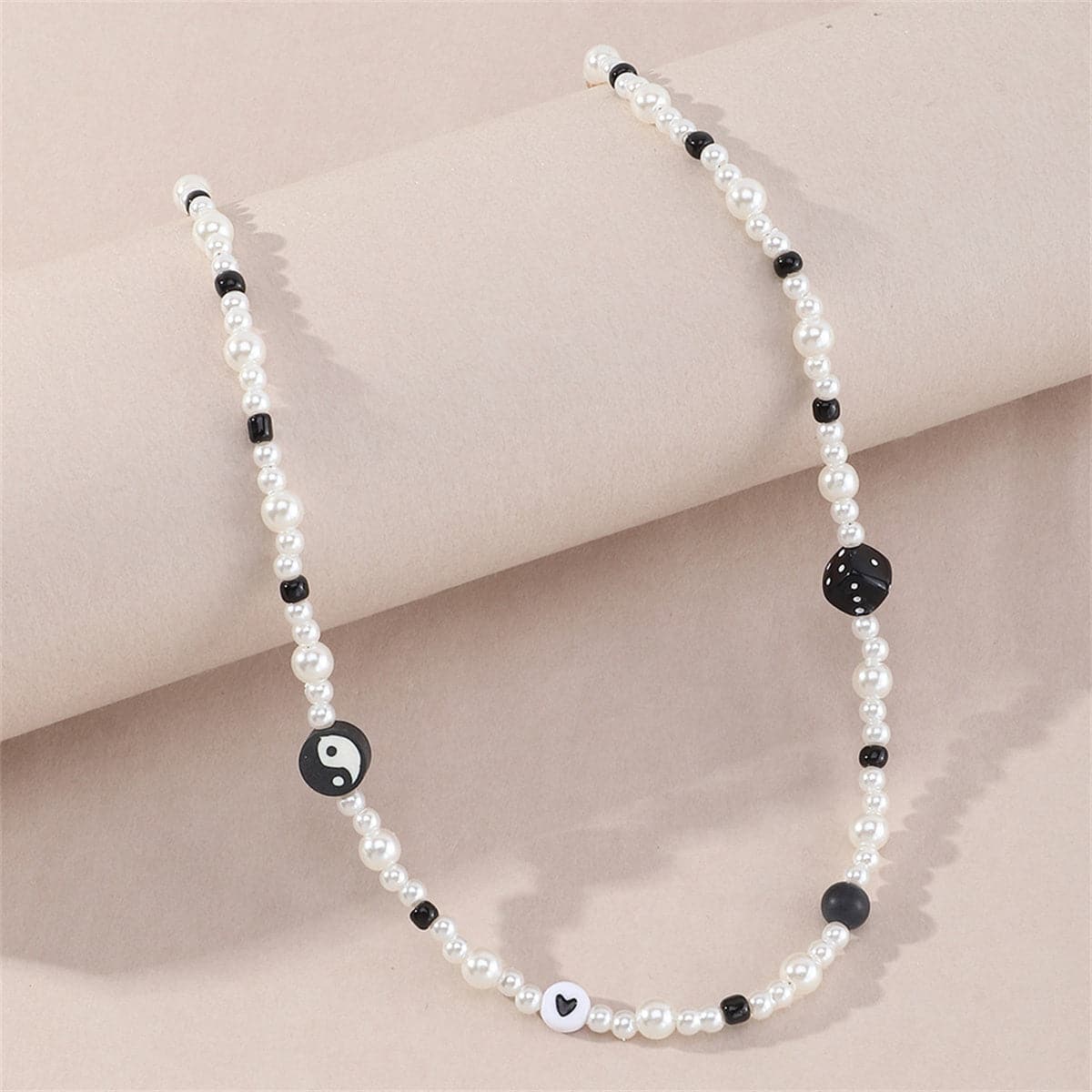 Pearl & Howlite Yin & Yang Station Necklace