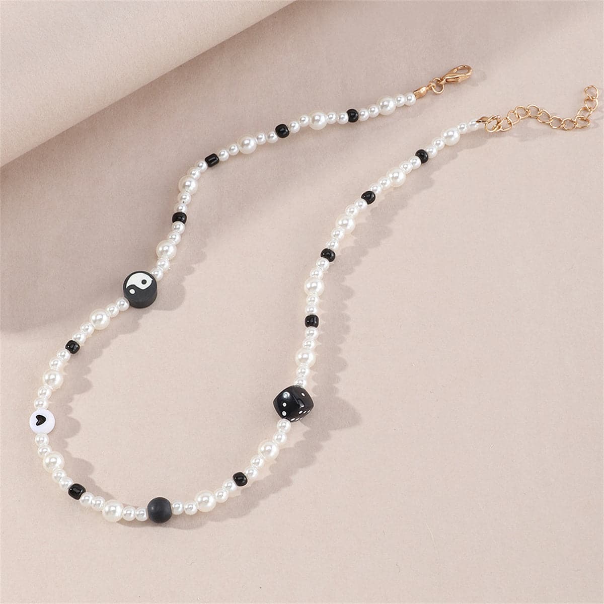 Pearl & Howlite Yin & Yang Station Necklace
