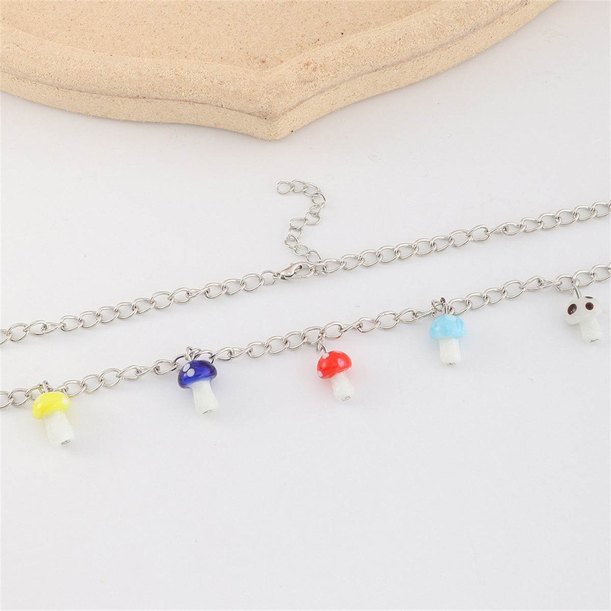 Vibrant Mushroom Station Pendant Necklace, pendant necklace for women, elegant gift for her, lifestyle look