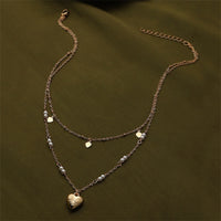 Pearl & 18k Gold-Plated Heart Pendant Layered Necklace