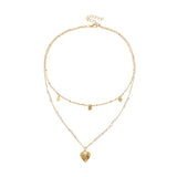 Pearl & 18k Gold-Plated Heart Pendant Layered Necklace