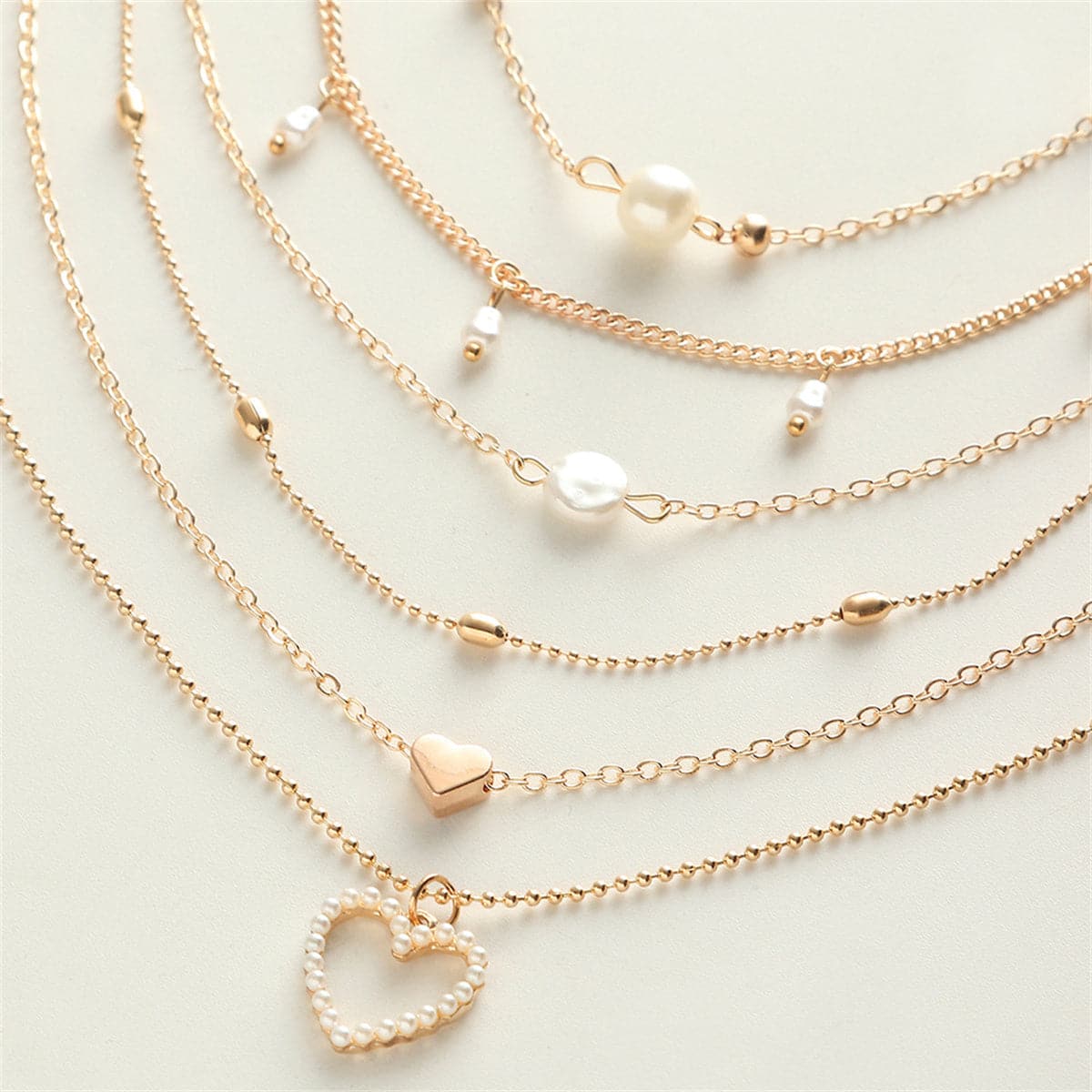 White Cultured Pearl & 18K Gold-Plated Heart Pendant Necklace Set