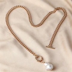 Pearl & 18K Gold-Plated Pendant Lariat Necklace
