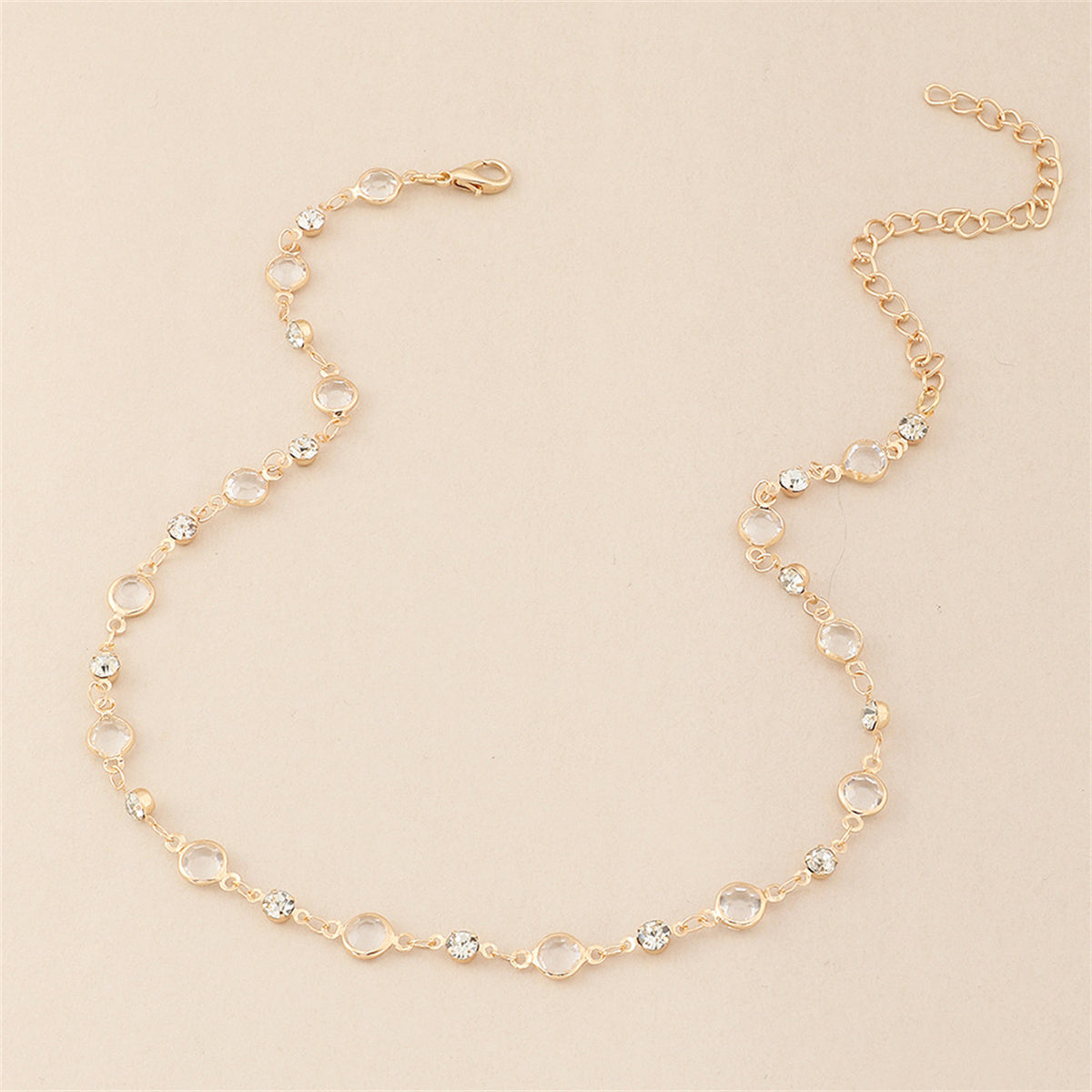 Cubic Zirconia & 18K Gold-Plated Station Necklace