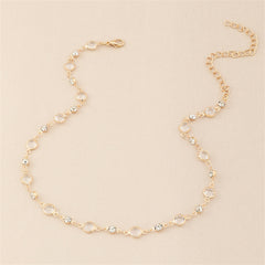 Cubic Zirconia & 18K Gold-Plated Station Necklace