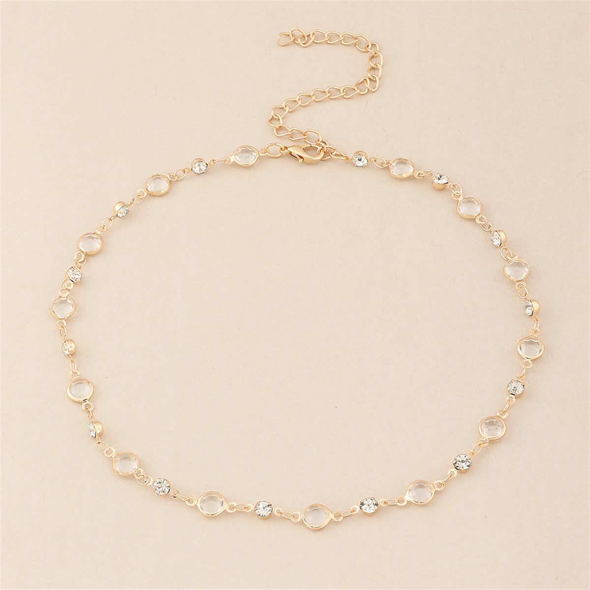Cubic Zirconia & 18K Gold-Plated Station Necklace