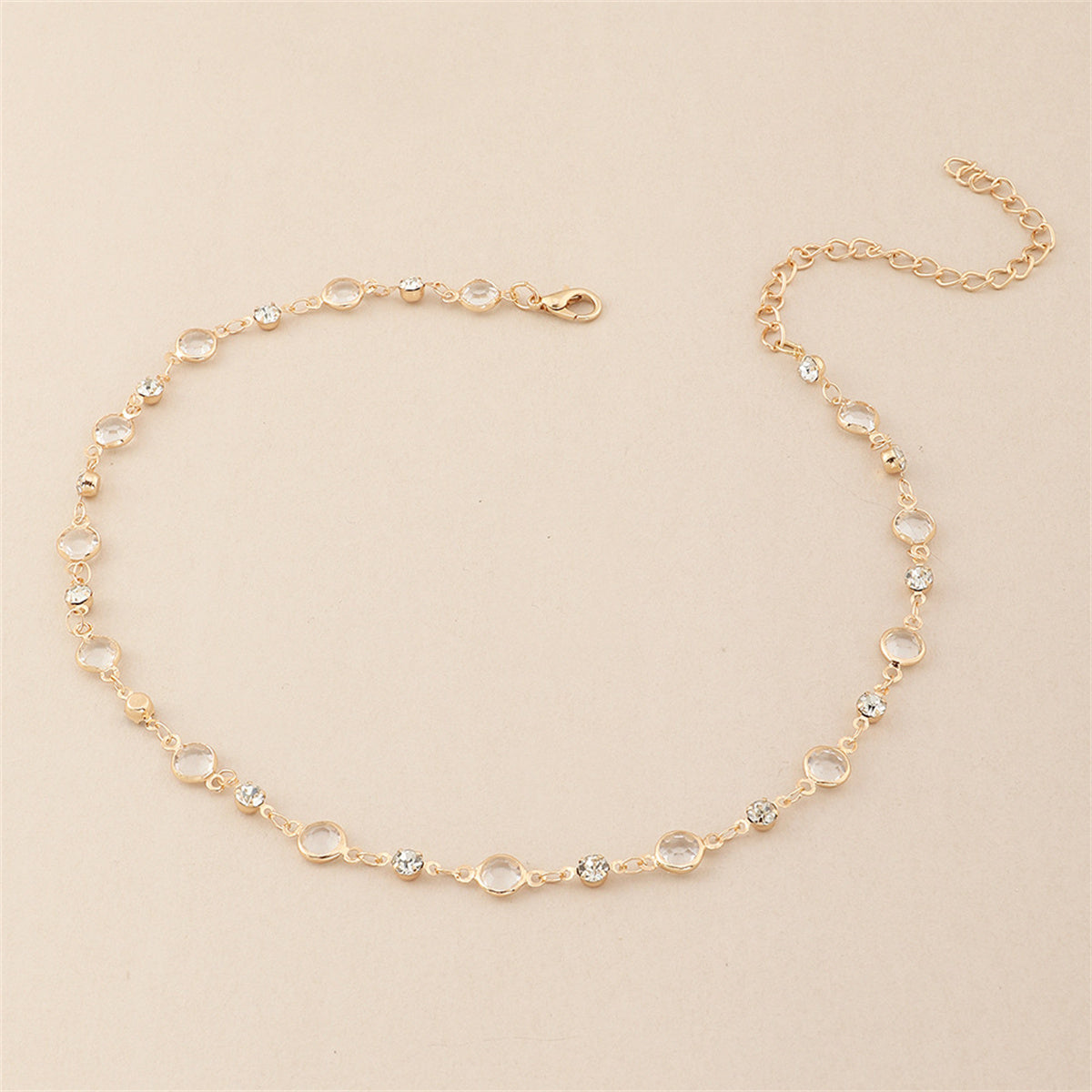 Cubic Zirconia & 18K Gold-Plated Station Necklace