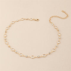 Cubic Zirconia & 18K Gold-Plated Station Necklace