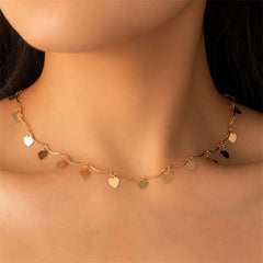18K Gold-Plated Heart Tassel Choker Necklace