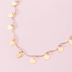 18K Gold-Plated Heart Tassel Choker Necklace