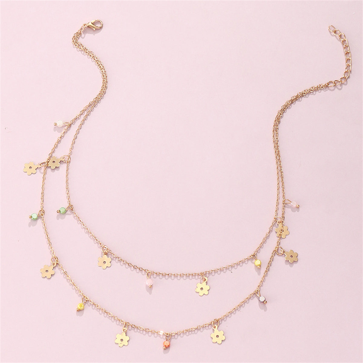 Vibrant Howlite & 18K Gold-Plated Floral Layered Necklace