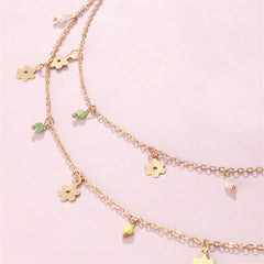 Vibrant Howlite & 18K Gold-Plated Floral Layered Necklace