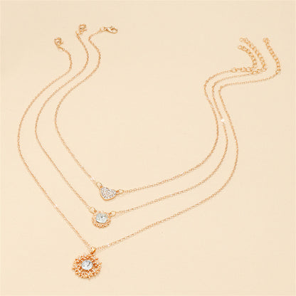 Crystal and Cubic Zirconia Heart Pendant Necklace Set, pendant necklace for women, botanical inspired, detail close-up
