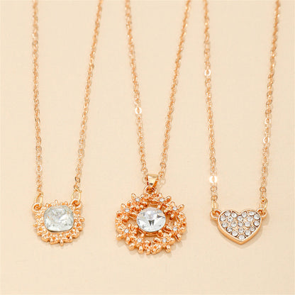 Crystal and Cubic Zirconia Heart Pendant Necklace Set, pendant necklace for women, botanical inspired, styled look