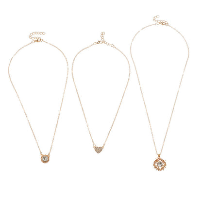 Crystal and Cubic Zirconia Heart Pendant Necklace Set, pendant necklace for women, botanical inspired, side view