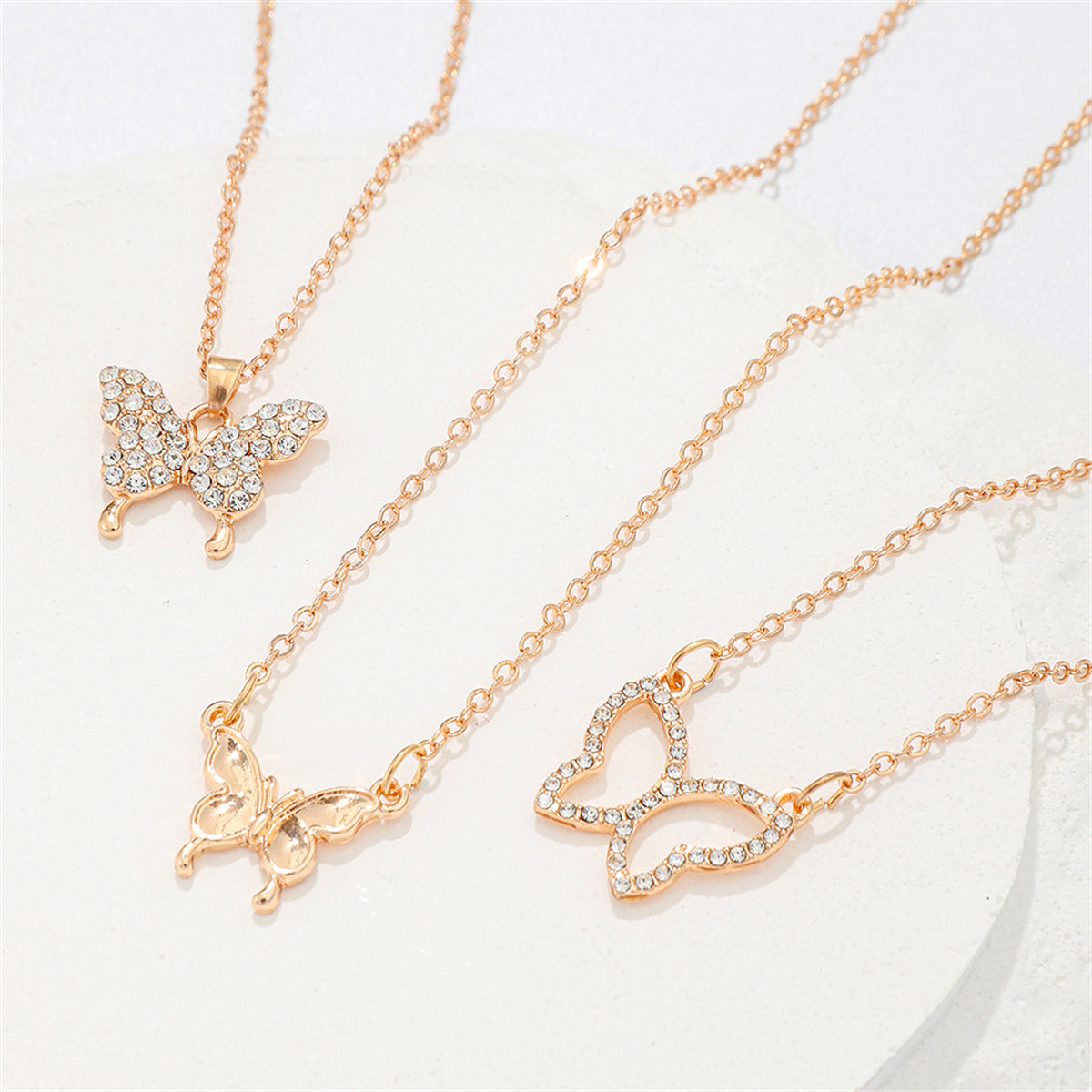 Cubic Zirconia and 18K Gold-Plated Butterfly Pendant Necklace Set, gold pendant necklace for women, lifestyle look