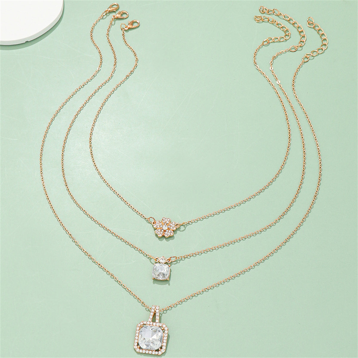 Crystal and Cubic Zirconia 18K Gold-Plated Flower Pendant Necklace Set, gold pendant necklace for women, styled look