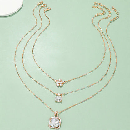 Crystal and Cubic Zirconia 18K Gold-Plated Flower Pendant Necklace Set, gold pendant necklace for women, styled look