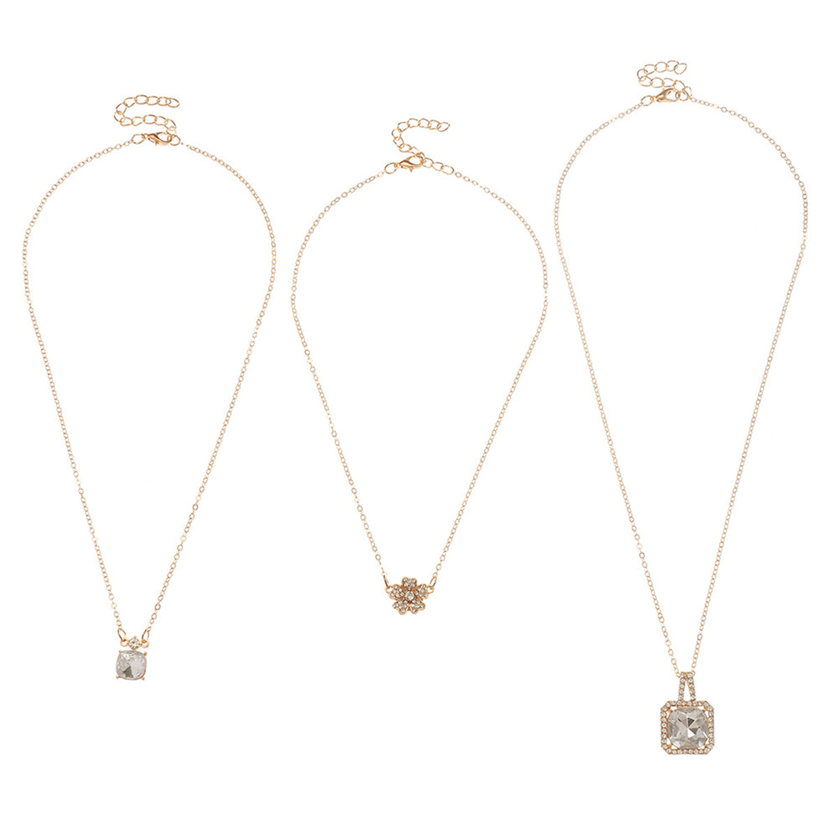 Crystal and Cubic Zirconia 18K Gold-Plated Flower Pendant Necklace Set, gold pendant necklace for women, lifestyle look