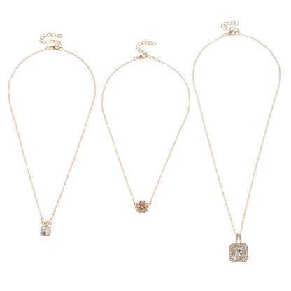 Crystal and Cubic Zirconia 18K Gold-Plated Flower Pendant Necklace Set, gold pendant necklace for women, lifestyle look