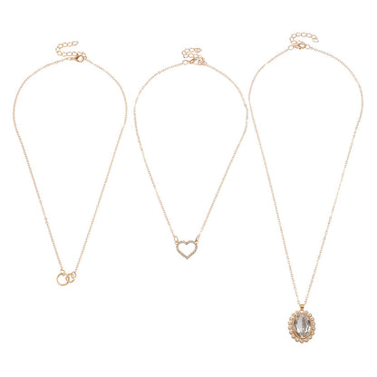 Clear Crystal and Cubic Zirconia 18K Gold-Plated Oval Pendant Necklace Set, gold pendant necklace for women, styled look