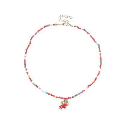Red Multicolor Acrylic and 18K Gold-Plated Bell Pendant Necklace, gold pendant necklace for women, side view