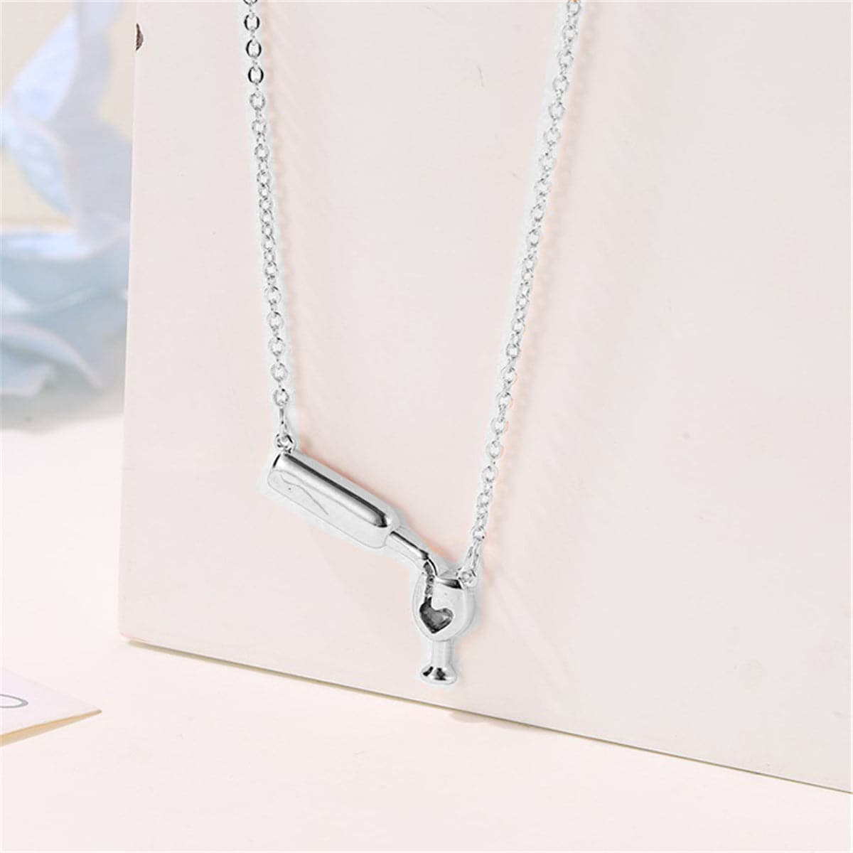 Enamel & Silver-Plated Wine Pendant Necklace