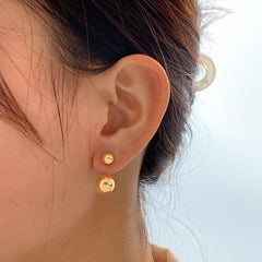 Chic 18K gold-plated ball ear jackets showcasing two beautiful balls, ideal for elevating your jewelry collection.
