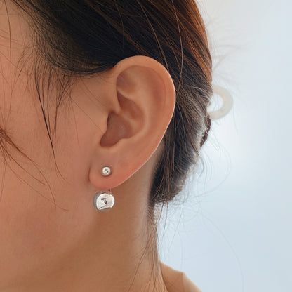 Silver-Plated Ball Ear Jackets, silver drop earrings for women, everyday style, lifestyle look